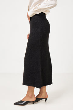 Gabella Hw Midi Knit Skirt - Black