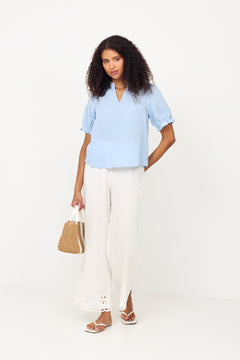 Odesa Linen Blouse - Light Blue