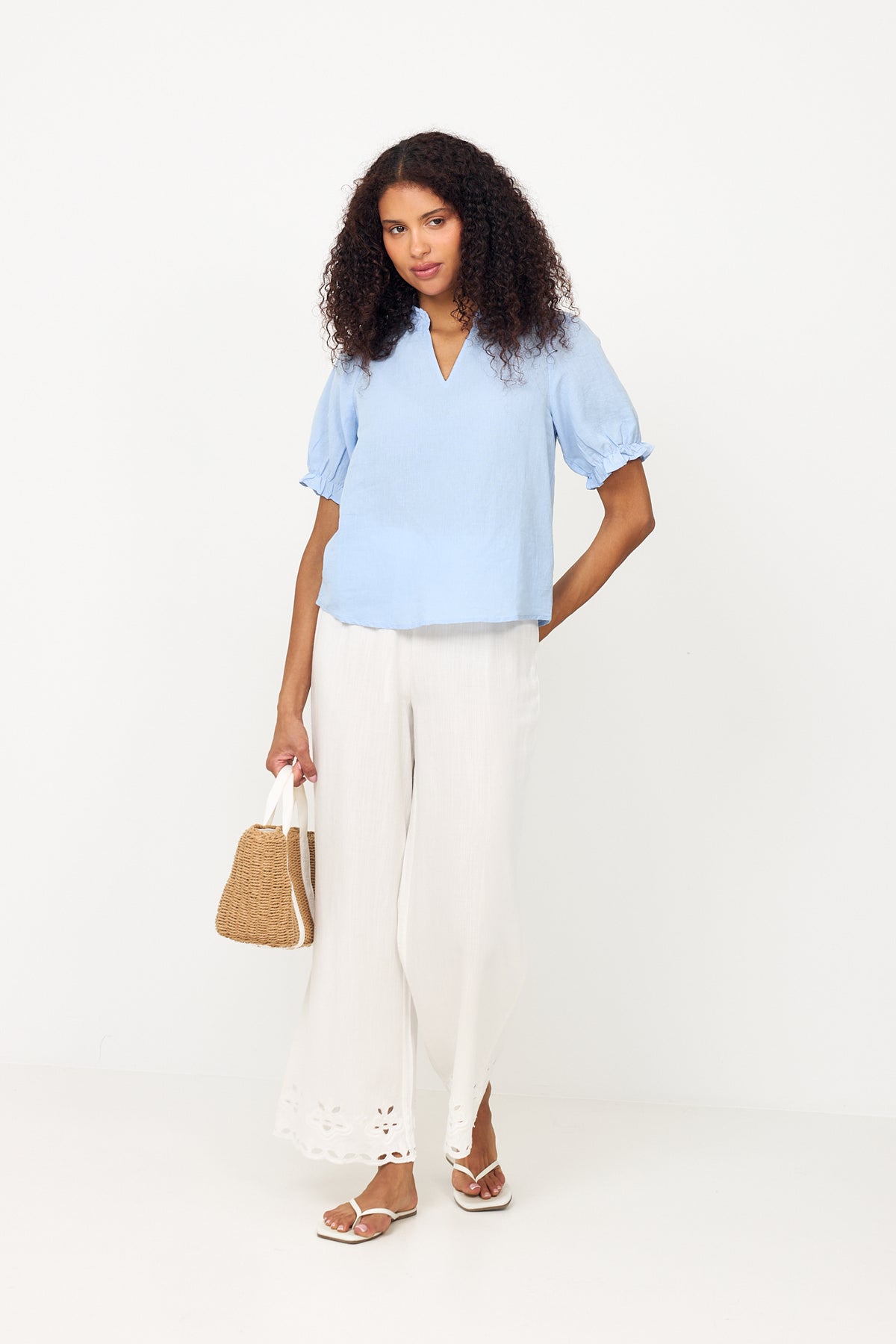 Odesa Linen Blouse - Light Blue