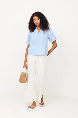 Odesa Linen Blouse - Light Blue
