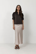 Vicky Heavy Sateen Skirt - Champagne