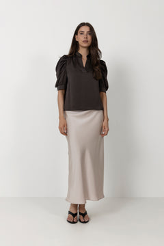 Vicky Heavy Sateen Skirt - Champagne
