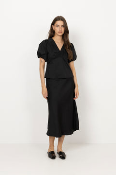 Irina Poplin Blouse - Black