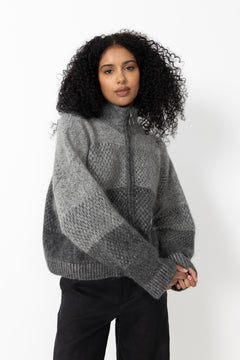 Tine Knit Cardigan - Dk. Grey Mix
