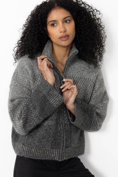 Tine Knit Cardigan - Dk. Grey Mix