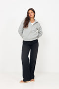 W Regular Zip Hoodie - Grey Mix