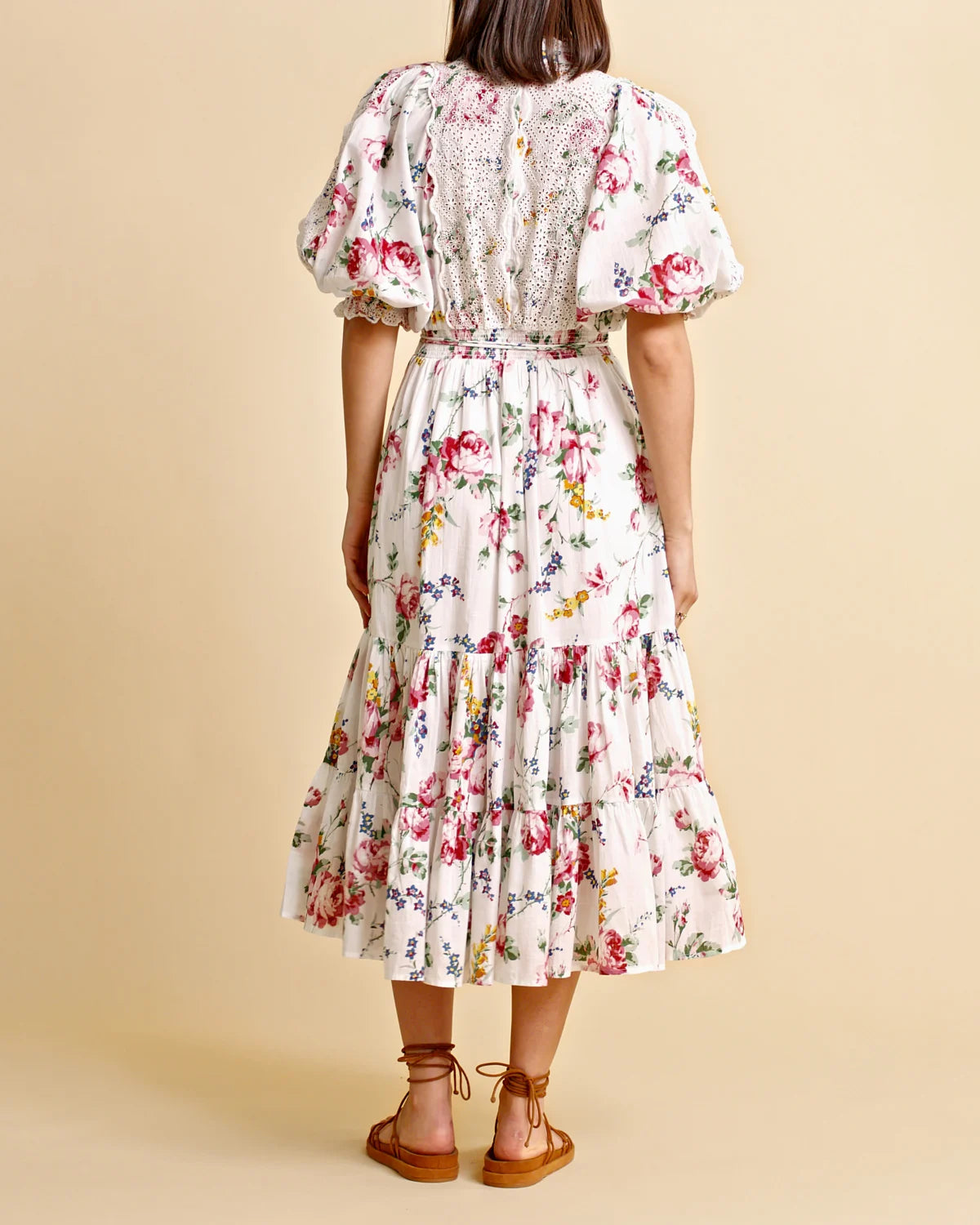 Cotton Slub Midi Dress - Rose Bouquet