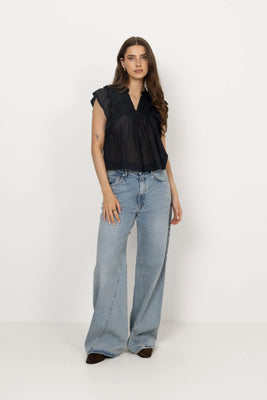 Jayla S Voile Top - Navy