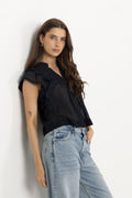 Jayla S Voile Top - Navy