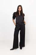Roella Heavy Sateen Blouse - Black