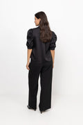 Roella Heavy Sateen Blouse - Black