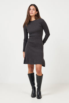 Oline Merino Dress - Dark Brown Melange