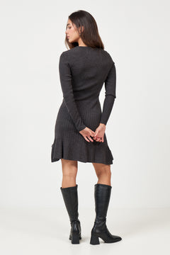 Oline Merino Dress - Dark Brown Melange