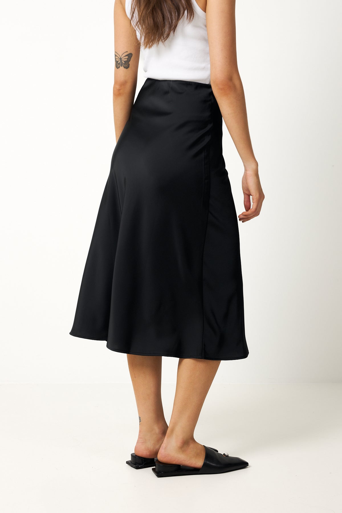 Yaspella Hw Midi Skirt - Black