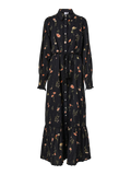 Yassomelli Ls Long Shirt Dress - Ex - Black Flower Print