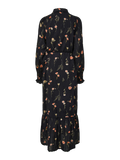 Yassomelli Ls Long Shirt Dress - Ex - Black Flower Print