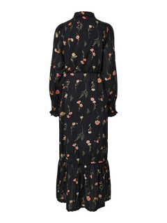 Yassomelli Ls Long Shirt Dress - Ex - Black Flower Print