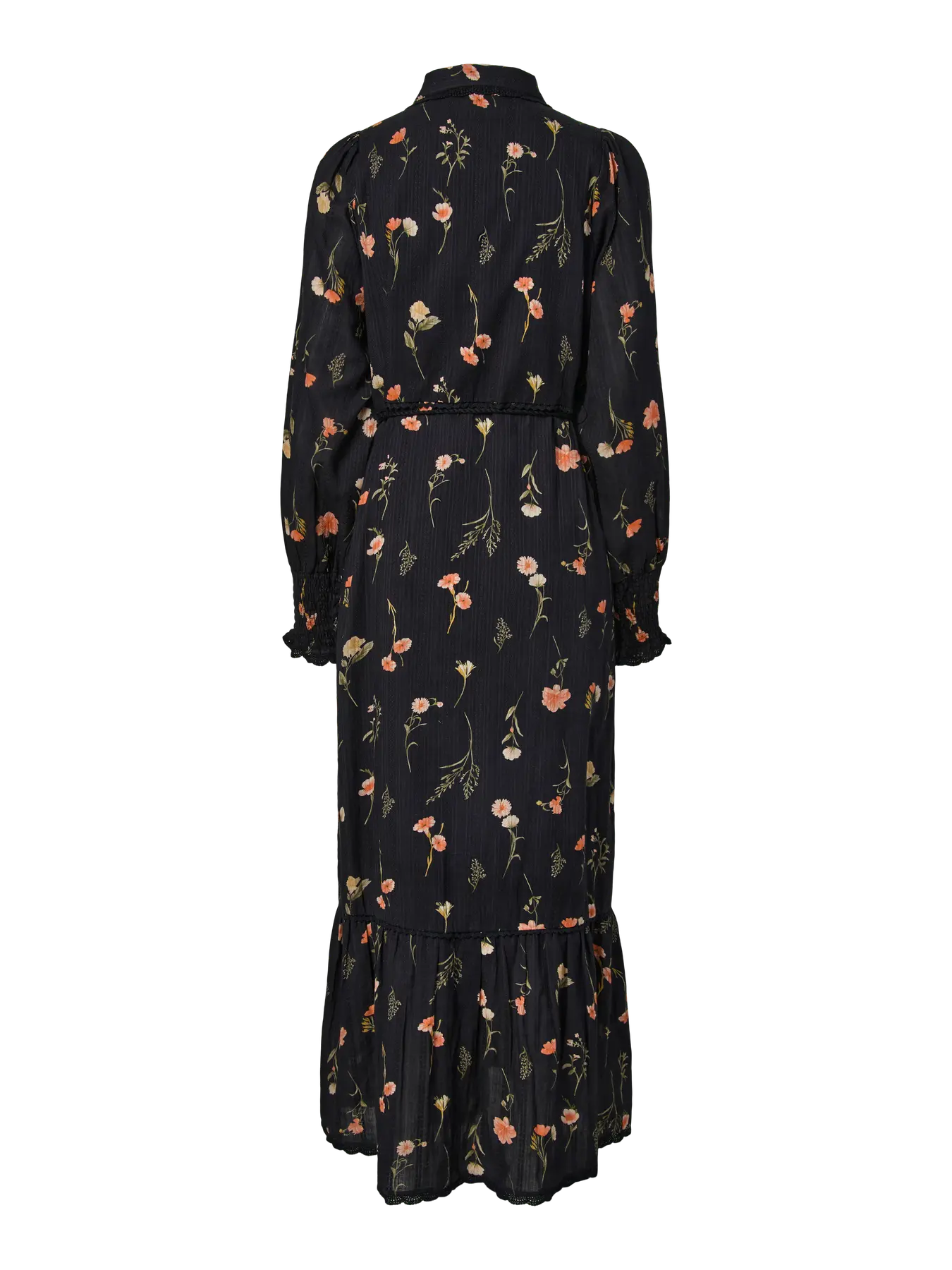 Yassomelli Ls Long Shirt Dress - Ex - Black Flower Print