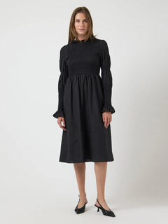 Yaschemma Ls Smock Midi Dress - Black