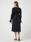 Yaschemma Ls Smock Midi Dress - Black