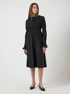 Yaschemma Ls Smock Midi Dress - Black