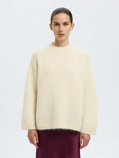 Gabriella Ls Knit New O-Neck - Birch