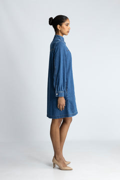 Rylan Elena Shirt Dress - Mid Blue Wash