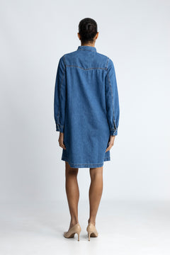 Rylan Elena Shirt Dress - Mid Blue Wash