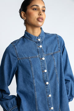 Rylan Elena Shirt Dress - Mid Blue Wash