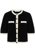 GZalpha Contrast Cardigan - Black/Ivory Comb