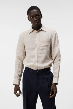 Linen Melange Ls Slim Shirt - Safari Beige