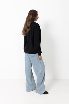Miles Oversized Sweatshirt Letterman - Black