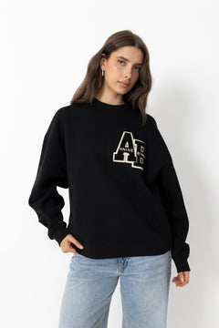 Miles Oversized Sweatshirt Letterman - Black