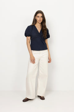 Irina Poplin Blouse - Navy