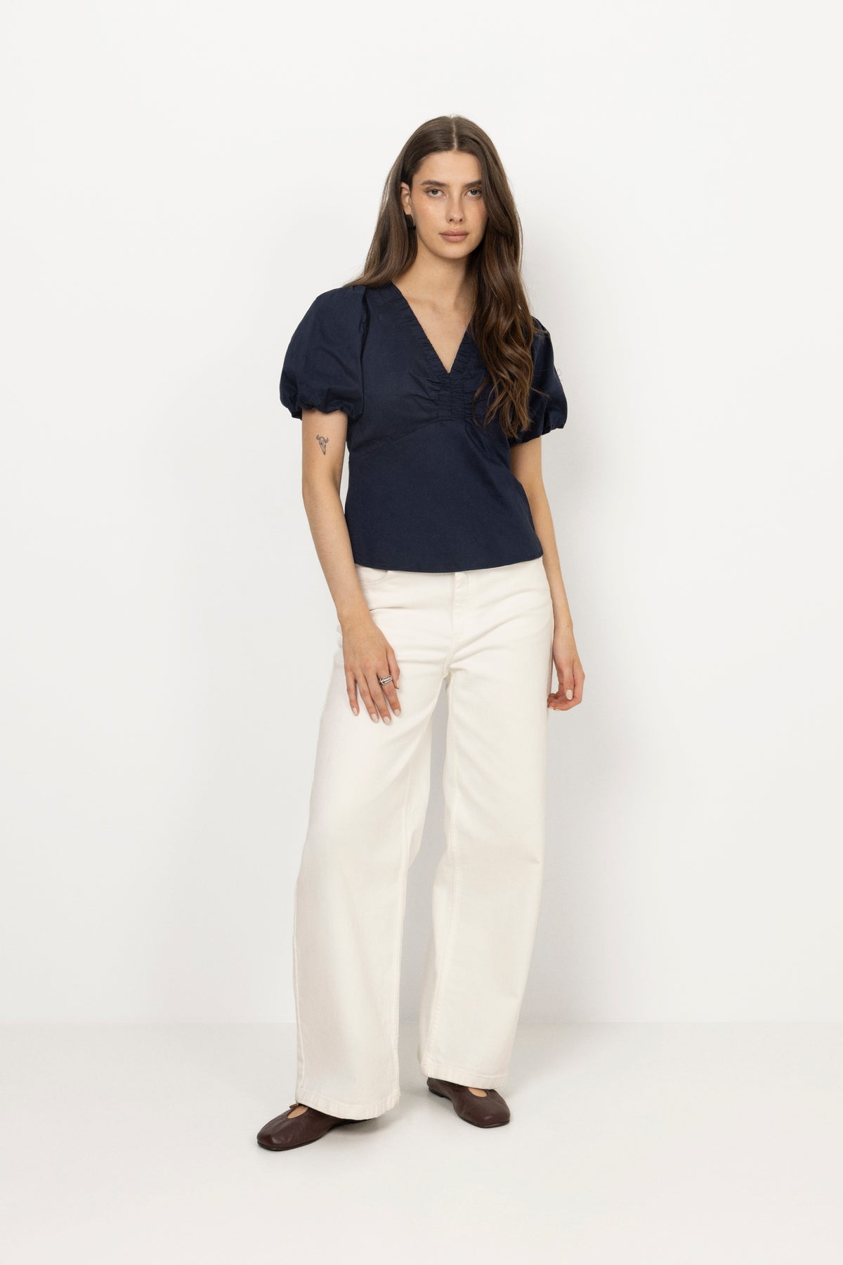Irina Poplin Blouse - Navy