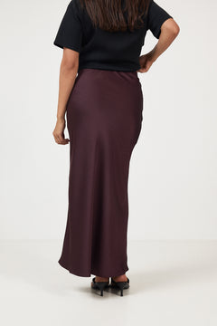 Vicky Heavy Sateen Skirt - Burgundy