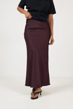 Vicky Heavy Sateen Skirt - Burgundy