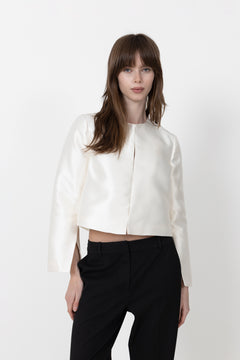 Ruthie Cropped Long Sleeve Blouse - Ivory