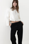 Ruthie Cropped Long Sleeve Blouse - Ivory