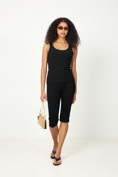 Anna U-Neck Tank Top Noos - Black