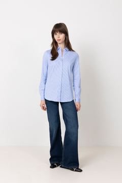 Romie LS Striped Fitted Shirt - Bright White Blue