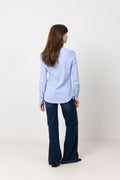 Romie Ls Striped Fitted Shirt - Bright White Blue