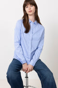 Romie Ls Striped Fitted Shirt - Bright White Blue