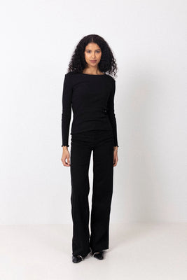Anna Ls Crew Neck Tee S - Black