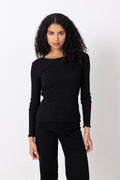 Anna Ls Crew Neck Tee S - Black