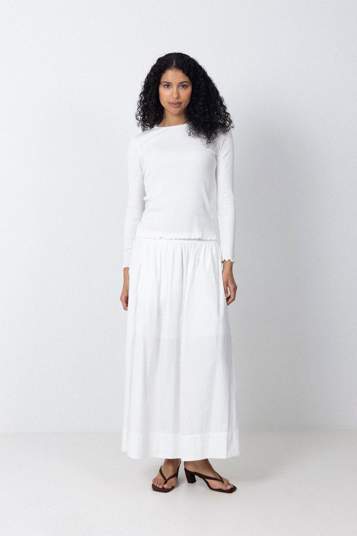 Anna Ls Crew Neck Tee S - Snow White