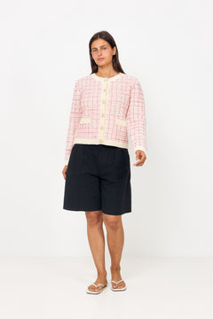 Yaslivia Ls Short Knit Cardigan S. - Birch Raspberry Sorbet/Pirouette