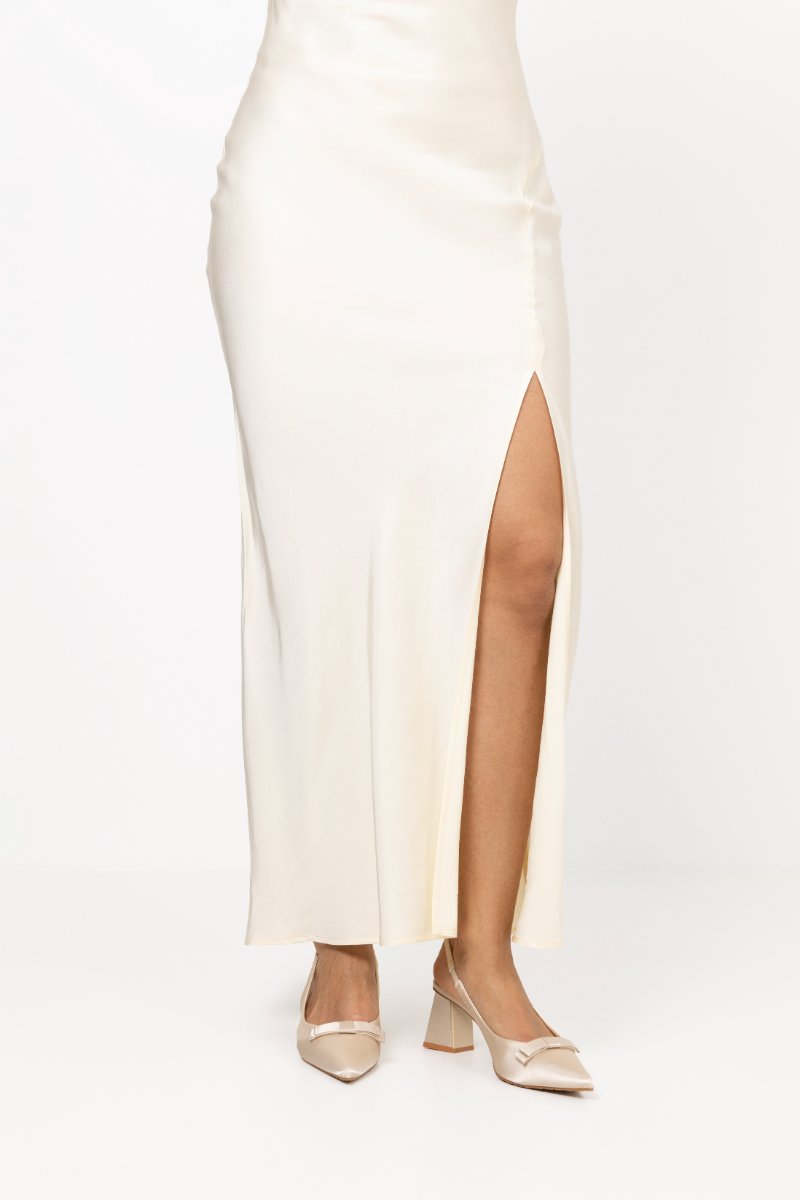 Biamaralyn Bow Slingback Satin - Off White