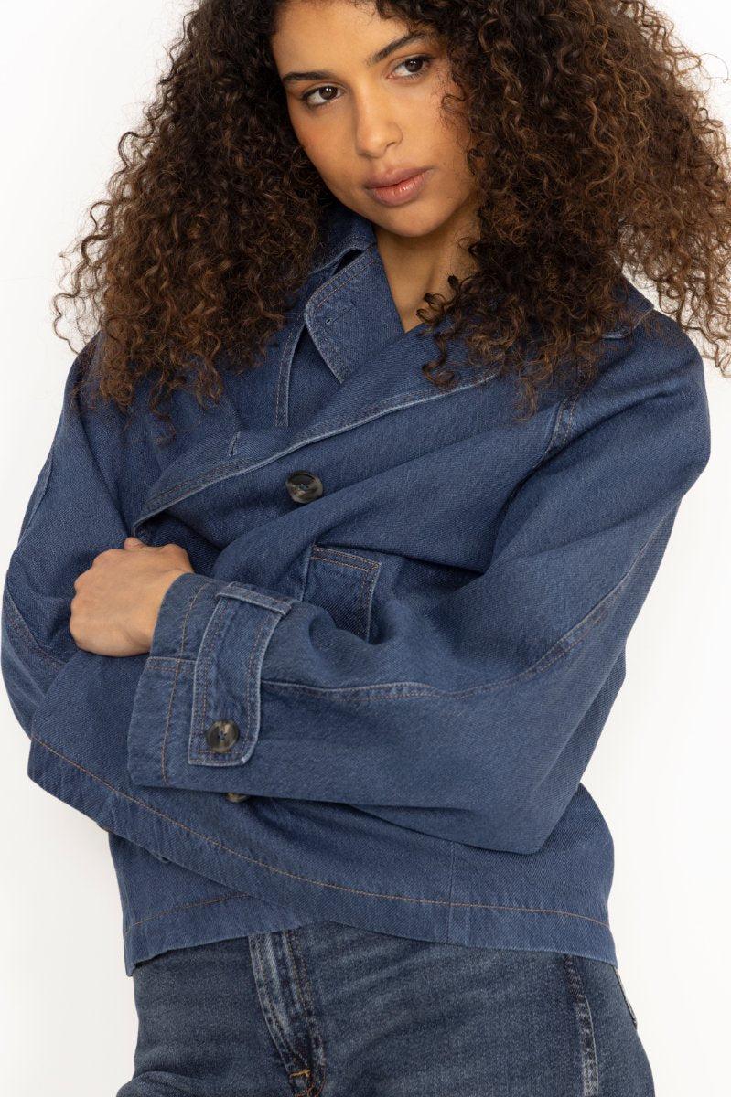 MableIW Minona Short Coat - Dark Blue Denim