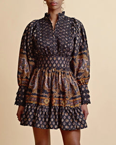 Décorated Poplin Mini Dress - Paisley